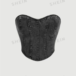 Black Denim Tube Top